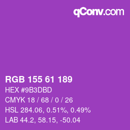 颜色代码: RGB 155 61 189 | qconv.com