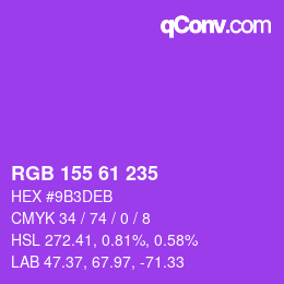 颜色代码: RGB 155 61 235 | qconv.com