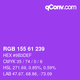 Color code: RGB 155 61 239 | qconv.com