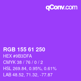 Color code: RGB 155 61 250 | qconv.com