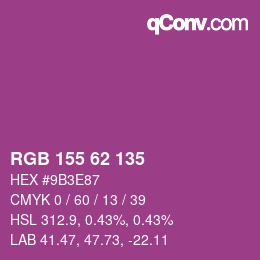 カラーコード: RGB 155 62 135 | qconv.com