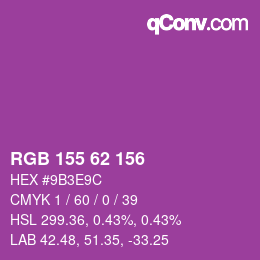 カラーコード: RGB 155 62 156 | qconv.com