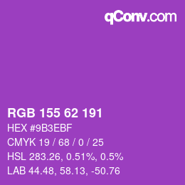 Color code: RGB 155 62 191 | qconv.com