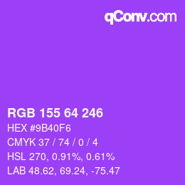 Color code: RGB 155 64 246 | qconv.com