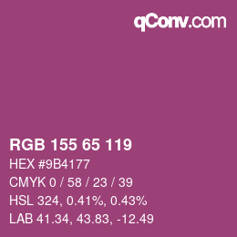 颜色代码: RGB 155 65 119 | qconv.com
