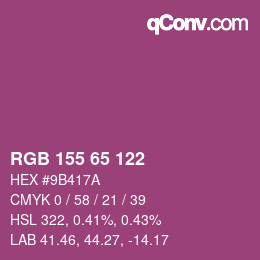 颜色代码: RGB 155 65 122 | qconv.com