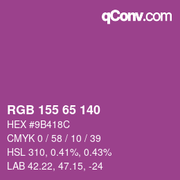 颜色代码: RGB 155 65 140 | qconv.com