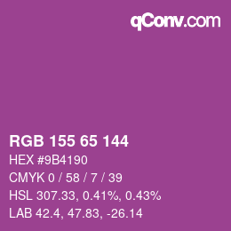 颜色代码: RGB 155 65 144 | qconv.com