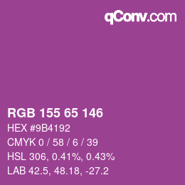 Color code: RGB 155 65 146 | qconv.com