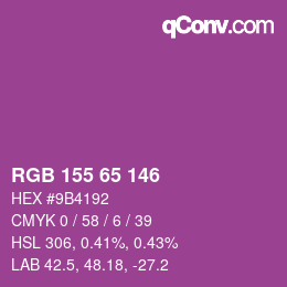 颜色代码: RGB 155 65 146 | qconv.com