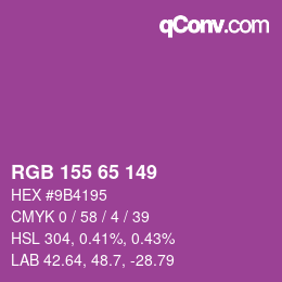 颜色代码: RGB 155 65 149 | qconv.com