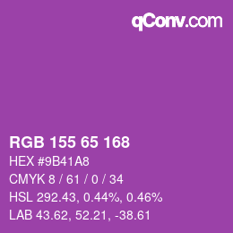 カラーコード: RGB 155 65 168 | qconv.com