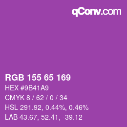 Color code: RGB 155 65 169 | qconv.com