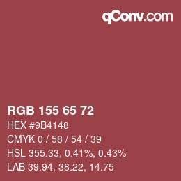 颜色代码: RGB 155 65 72 | qconv.com