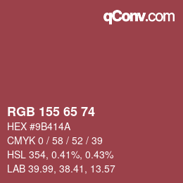 颜色代码: RGB 155 65 74 | qconv.com