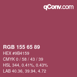 Color code: RGB 155 65 89 | qconv.com