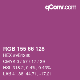 颜色代码: RGB 155 66 128 | qconv.com
