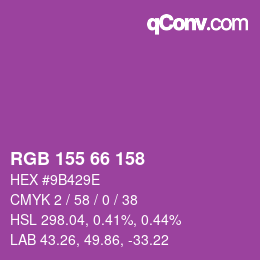 カラーコード: RGB 155 66 158 | qconv.com