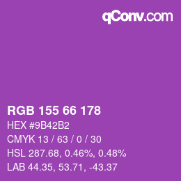 颜色代码: RGB 155 66 178 | qconv.com