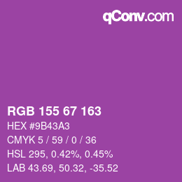 颜色代码: RGB 155 67 163 | qconv.com