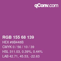 Color code: RGB 155 68 139 | qconv.com