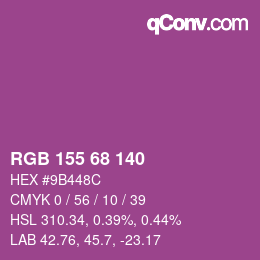 Color code: RGB 155 68 140 | qconv.com