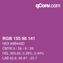 カラーコード: RGB 155 68 141 | qconv.com
