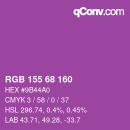 カラーコード: RGB 155 68 160 | qconv.com