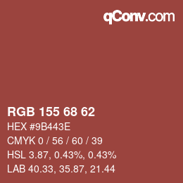 Color code: RGB 155 68 62 | qconv.com