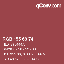 Color code: RGB 155 68 74 | qconv.com