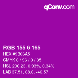 颜色代码: RGB 155 6 165 | qconv.com