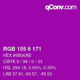 カラーコード: RGB 155 6 171 | qconv.com
