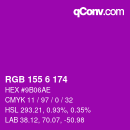 颜色代码: RGB 155 6 174 | qconv.com