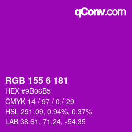 Color code: RGB 155 6 181 | qconv.com