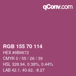颜色代码: RGB 155 70 114 | qconv.com