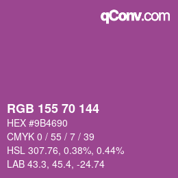 颜色代码: RGB 155 70 144 | qconv.com