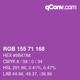 カラーコード: RGB 155 71 168 | qconv.com