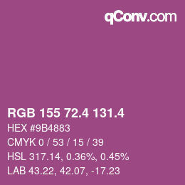 カラーコード: RGB 155 72.4 131.4 | qconv.com