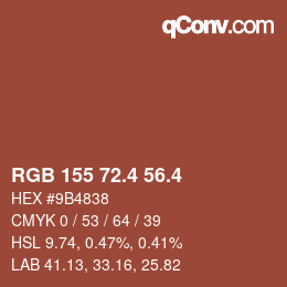 カラーコード: RGB 155 72.4 56.4 | qconv.com