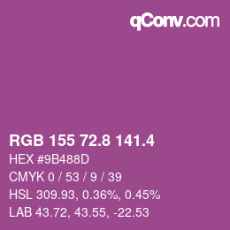 カラーコード: RGB 155 72.8 141.4 | qconv.com