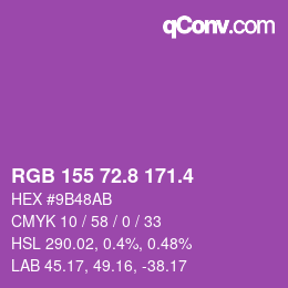 カラーコード: RGB 155 72.8 171.4 | qconv.com
