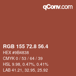 カラーコード: RGB 155 72.8 56.4 | qconv.com