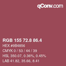 カラーコード: RGB 155 72.8 86.4 | qconv.com