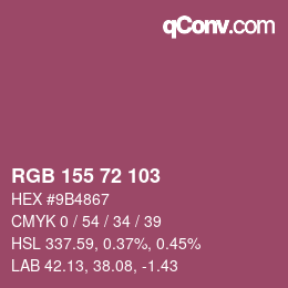 Color code: RGB 155 72 103 | qconv.com