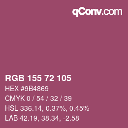 颜色代码: RGB 155 72 105 | qconv.com