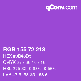 Color code: RGB 155 72 213 | qconv.com
