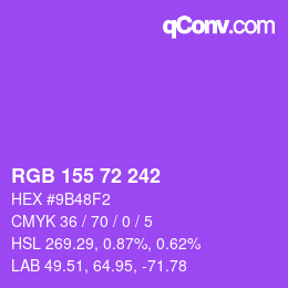Color code: RGB 155 72 242 | qconv.com