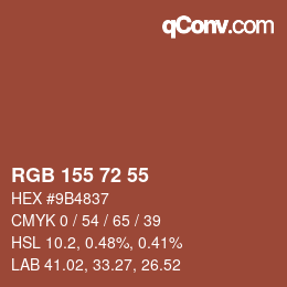 カラーコード: RGB 155 72 55 | qconv.com
