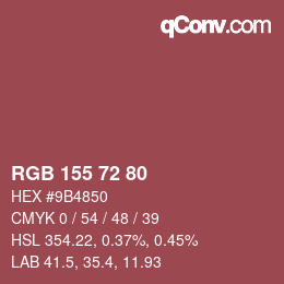 Color code: RGB 155 72 80 | qconv.com