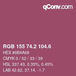 カラーコード: RGB 155 74.2 104.6 | qconv.com
